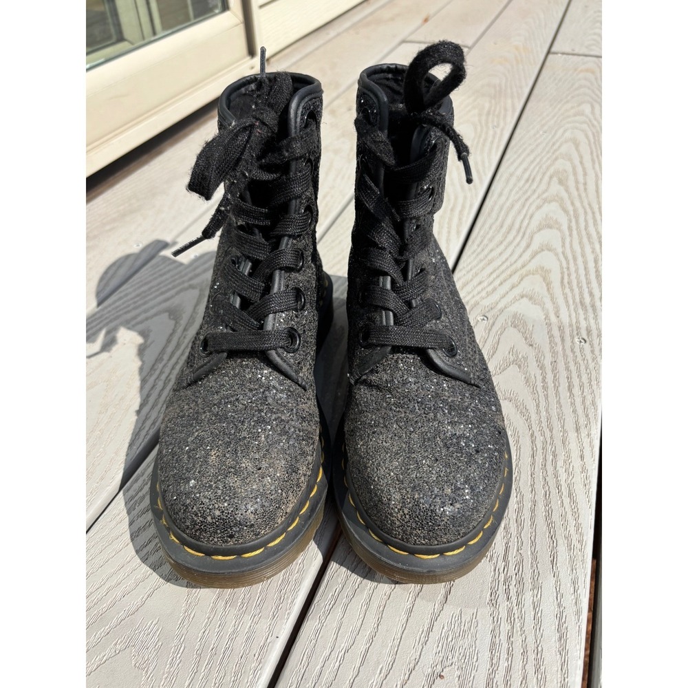 Dr. Martens 1460 Farrah Glitter Lace Up Ankle Boots Combat Black Women's US 7 - Picture 6 of 10